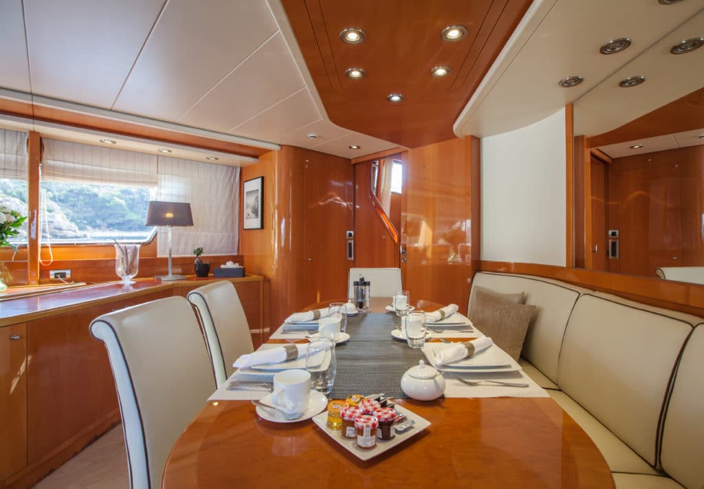 Yacht Solal for charter - dinner table