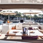 Yacht Solal for charter - lunch table