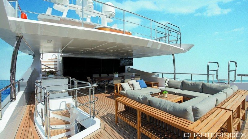 Charter Benetti Cheers 46 aft deck lounging