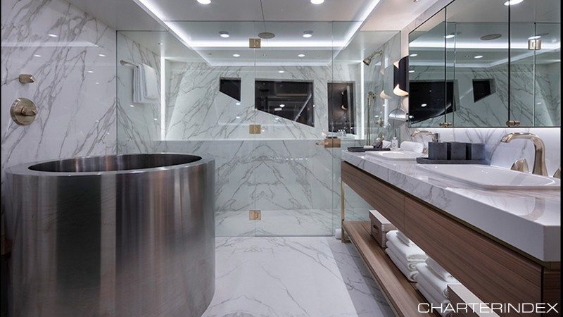 Feadship Broadwater master suite shower room