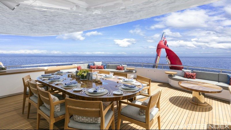 Feadship Broadwater panoramic dining