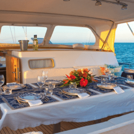 Cantiere Ferri Sailing Yacht Charter dining exterior