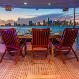 Top Gun Sunseeker Bahamas aft deck dining