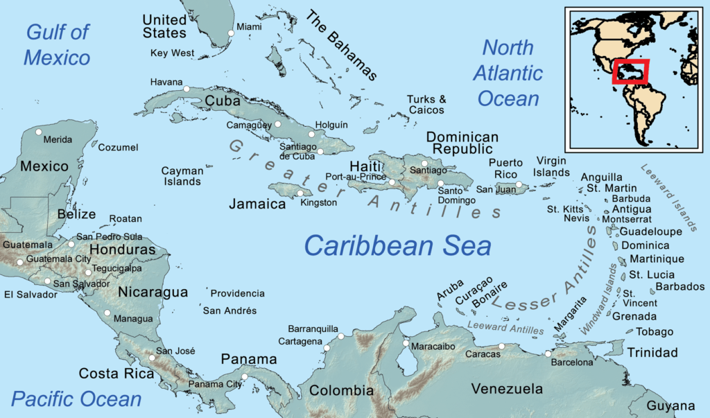 map caribbean sea