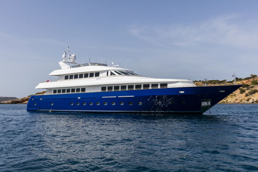 Intermarine Yacht Charter Jaan at anchor