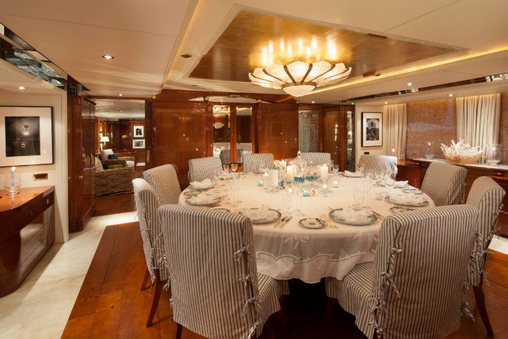 Benetti charter yacht Starfire interior formal dining