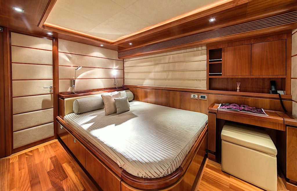 Ferretti Yacht for Charter Anne Marie guest cabin