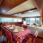 Ferretti Yacht for Charter Anne Marie interior dining