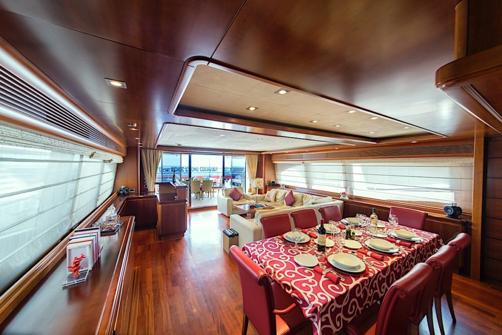 Ferretti Yacht for Charter Anne Marie salon