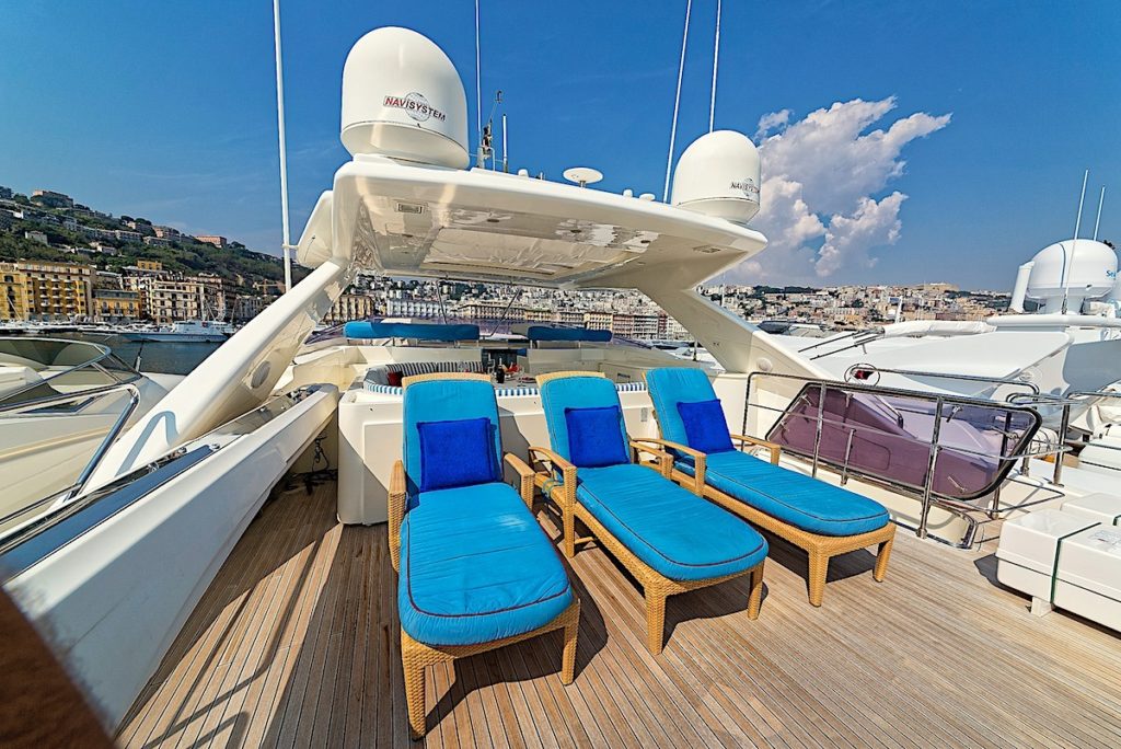 Ferretti Yacht for Charter Anne Marie sun loungers