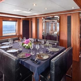 Sunseeker Charter Yacht Black & White dining