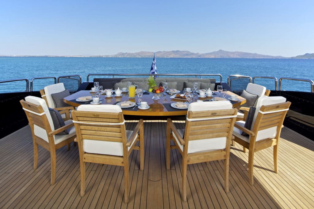 O'Pati Golden Yachts Charter aft dining
