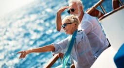 Senior couple on a sailing cruise