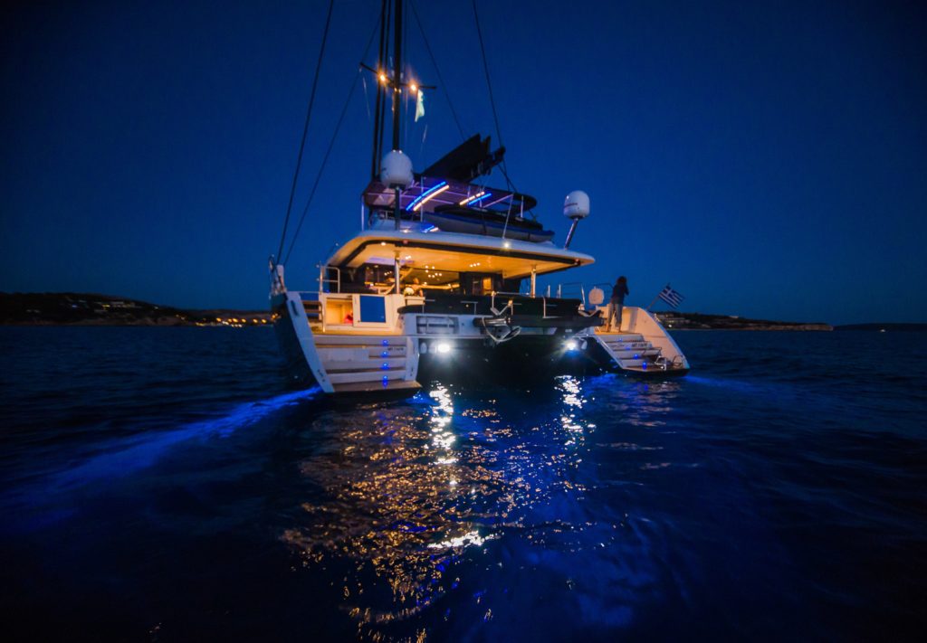Rear of Yacht at Night