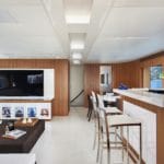 Living room with a TV on a yacht