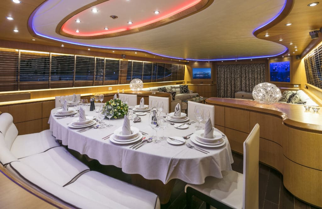 Dining room on yacht