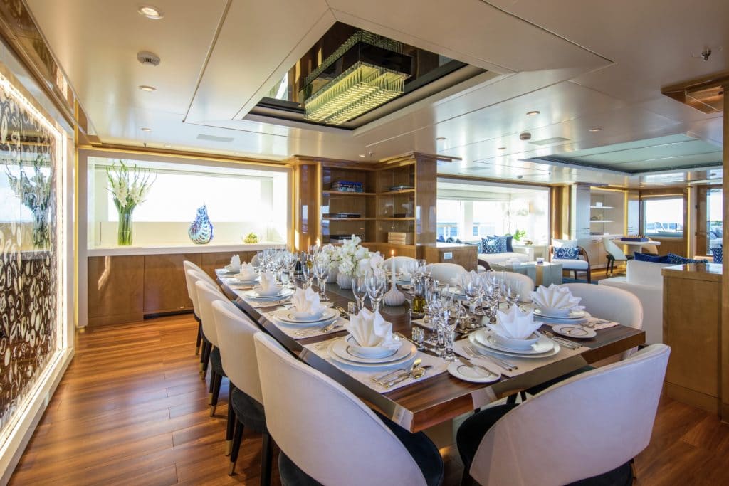 Galaxy yacht main deck dining