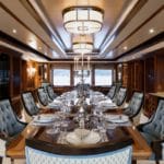 Super yacht Titania dining inside